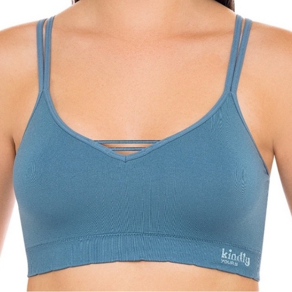 Other - Kindly Yours Reef Blue caged v-neck seamless bralette size small